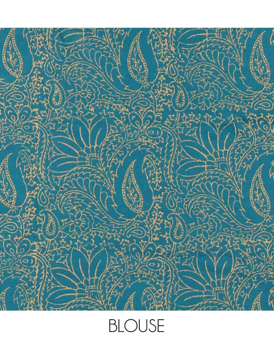 Pink South Cotton Saree Subtly Block Printed with Peacock Motifs, Complemented with a Self-Border of Bold Peacock Motifs Block Print, and a Contrast Paisley-Floral Block Printed Blouse
