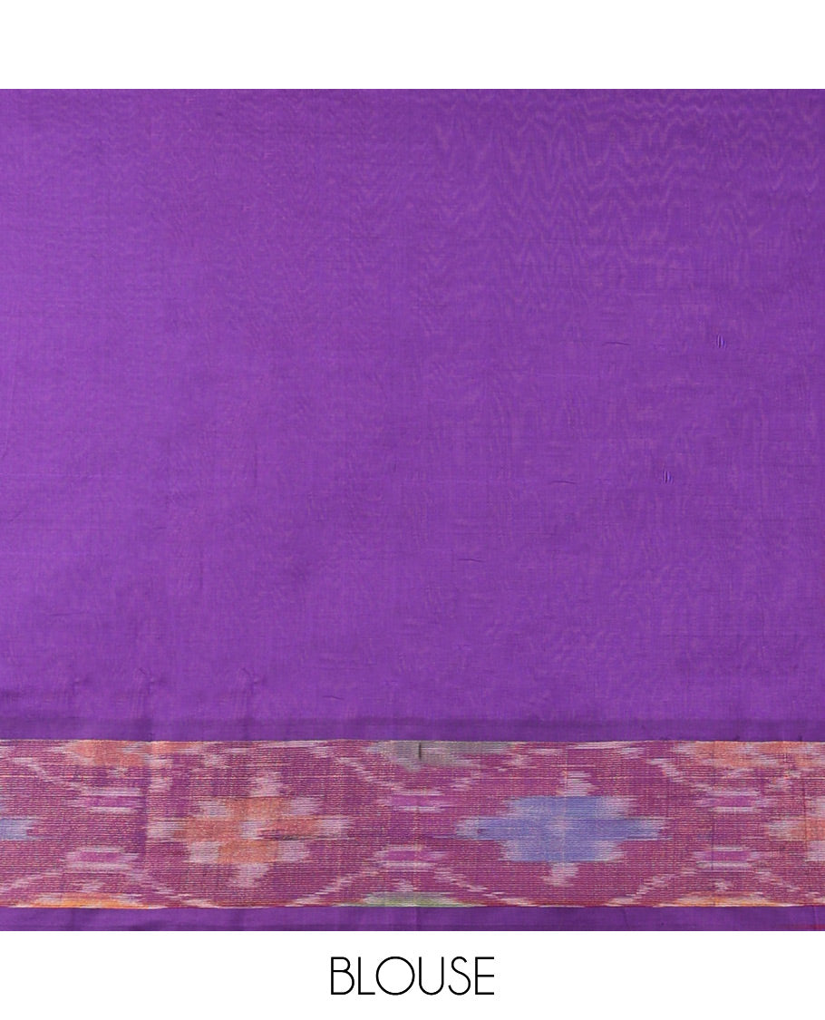 Pink checked & buttas kuppadam cotton saree, contrast striped border & pallu of stripes & buttas