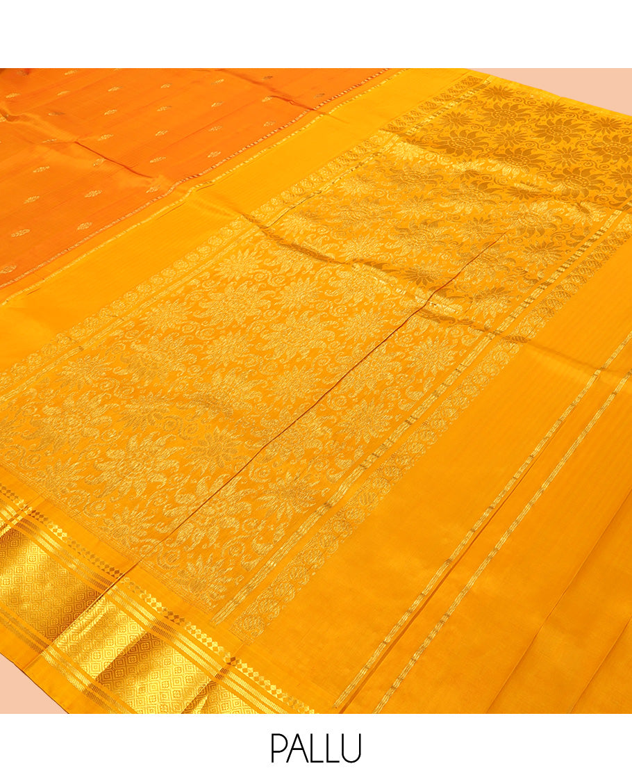 Orange One Side Border Kanchipuram Silk Saree