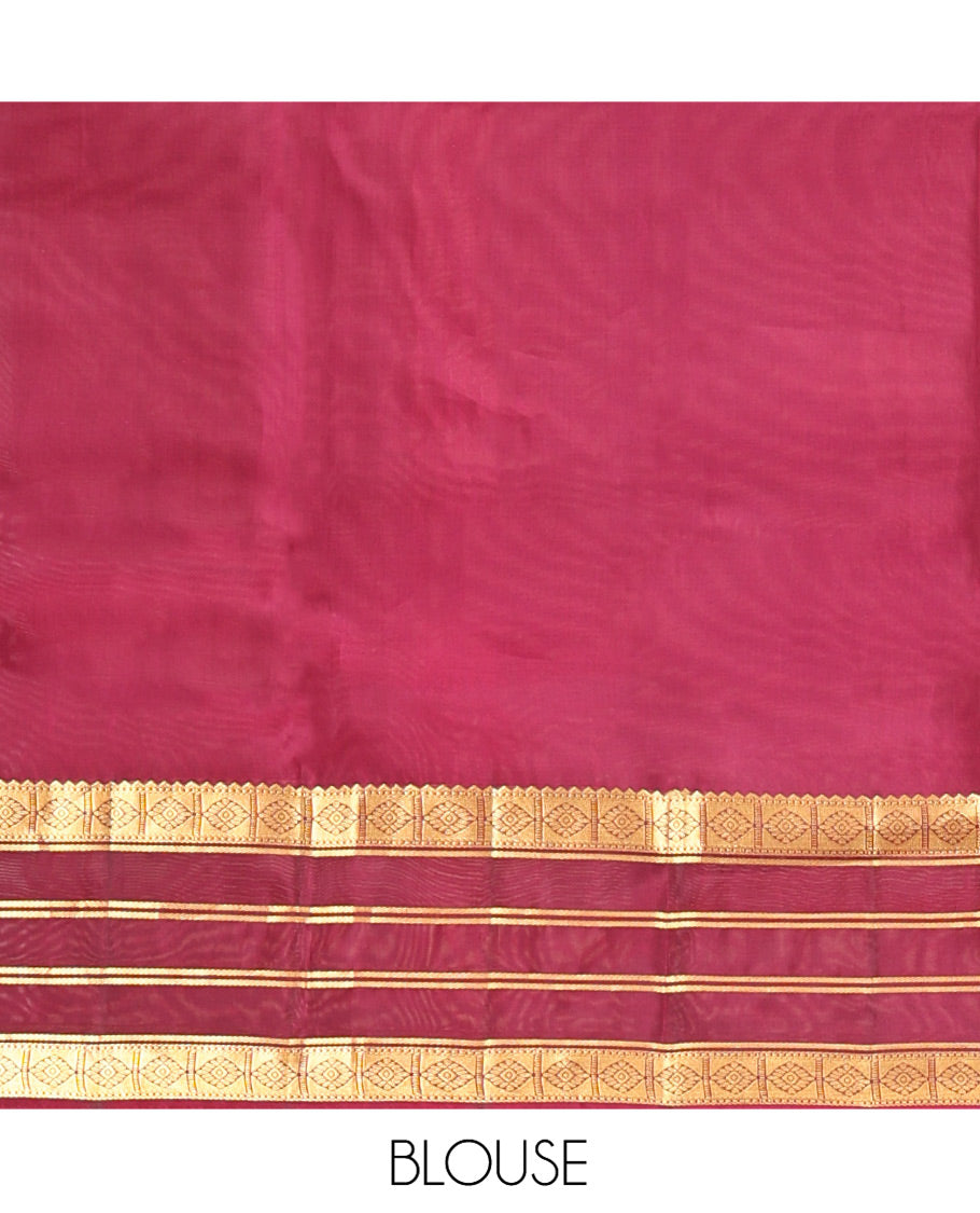Brown Vasundhara Silk Mix Saree, Adorned with Zari Buttas All Over Its Body, Complemented by Contrast Border of Traditional Zari Designs, Grand Jaal Pallu and Paired with a Contrast Blouse