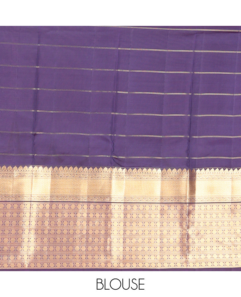 Grey Vasundhara Lite Silk Mix Saree, Artfully Woven with Chakram Butta Enclosed Checks, Complemented by Contrast Border Steeped with Poun Designs, Grand Pallu and Paired with a Contrast Blouse