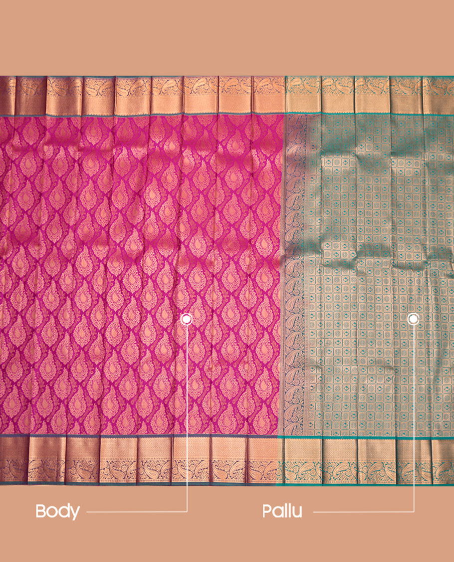 Pink Budget Silk Saree, Finely Crafted with Jacquard Design, Complemented by a Contrast Traditional Zari Border, Intricate Pallu, and a Contrast Blouse