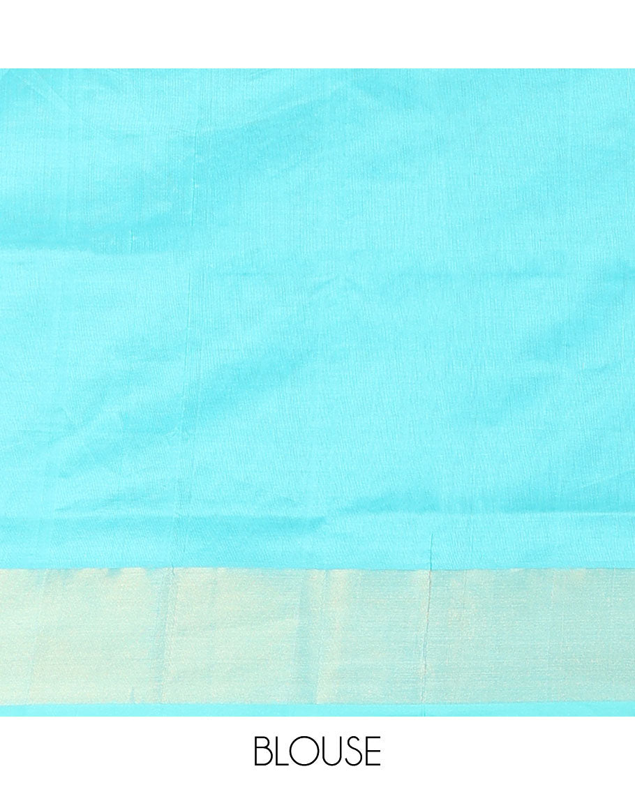 Purple Kuppadam Cotton Saree, Mesmerized with Dove Buttas All Over Its Body, Complemented by Contrast Bavanji Border, Pallu of Ogee Patterns, and Paired with a Contrast Blouse