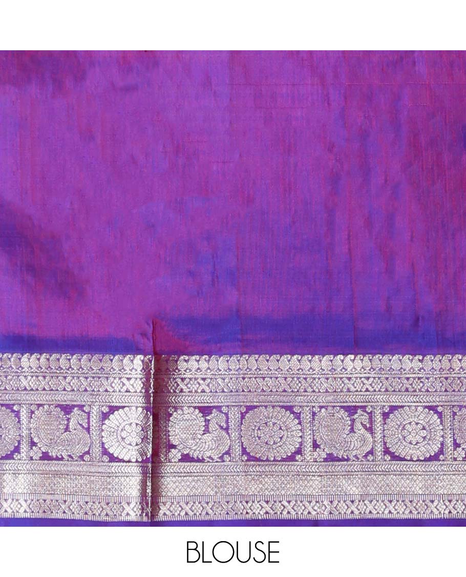 Brown Floral motifs vengatagiri pure silk saree , contrast traditional border & zari jaal design pallu