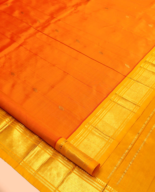 Orange One Side Border Kanchipuram Silk Saree