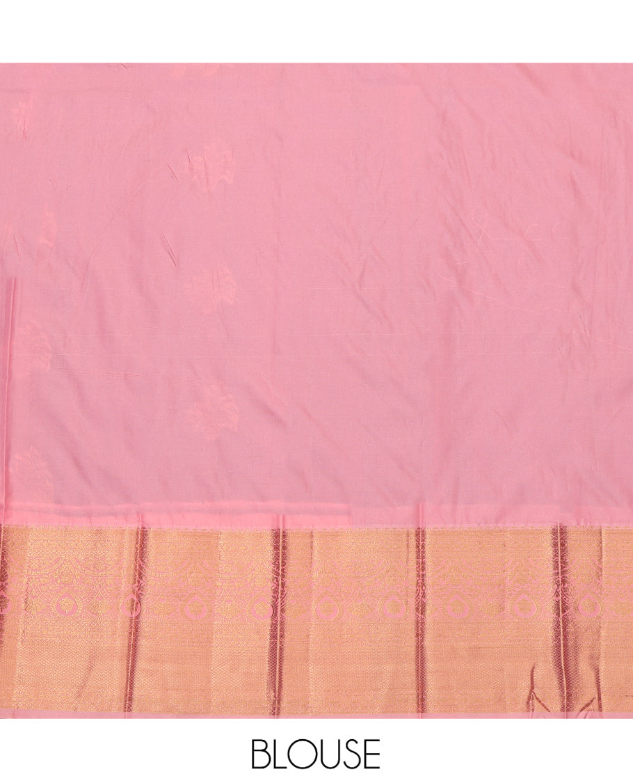 Violet Budget Silk Saree, Elevated with Zari Buttas, Complemented by a Contrast Traditional Zari Border, Intricate Pallu, and a Contrast Blouse