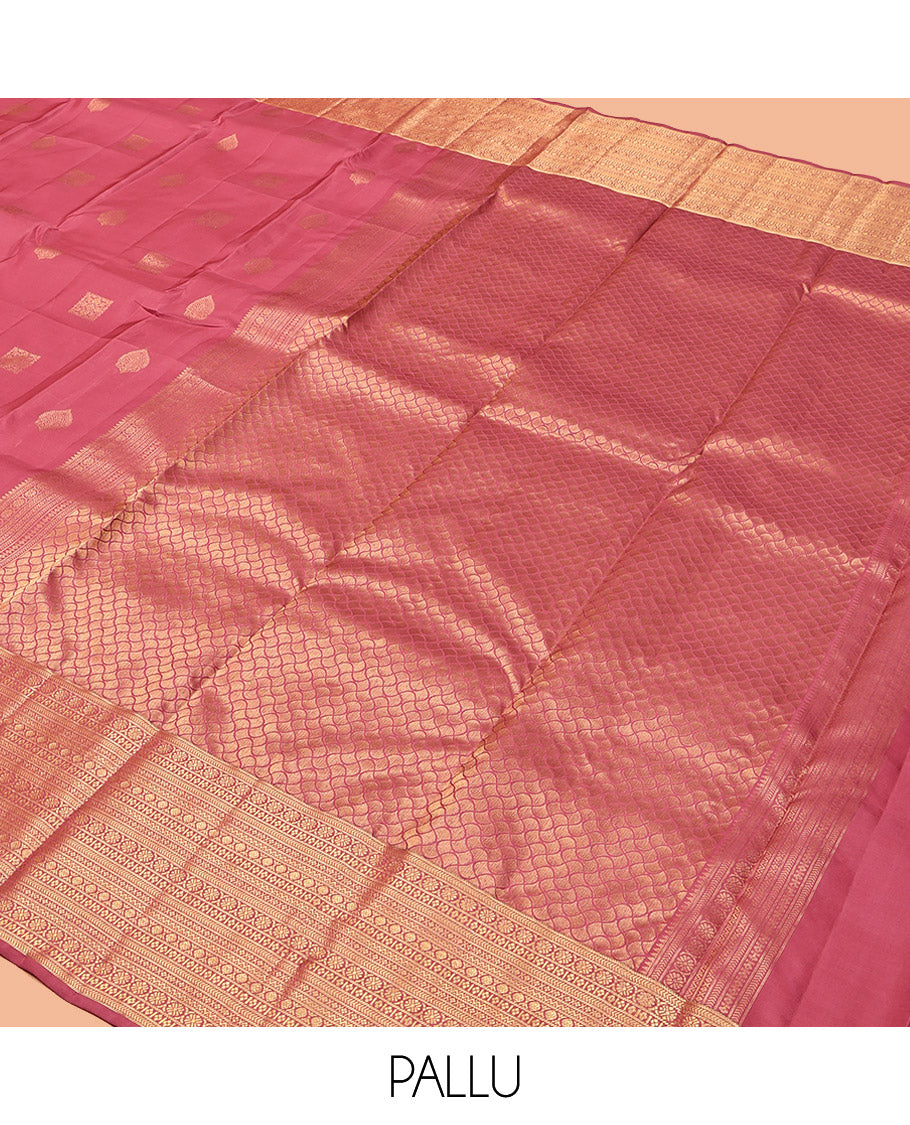 Red Vasundhara Lite Silk Mix Saree, Enthralled with Zari Buttas, Highlighted by a Zari Border of Kathir, Kamalam, Lavangam, Cross Kamalam, and Neli Designs, Geometric Pallu, and a Matching Blouse