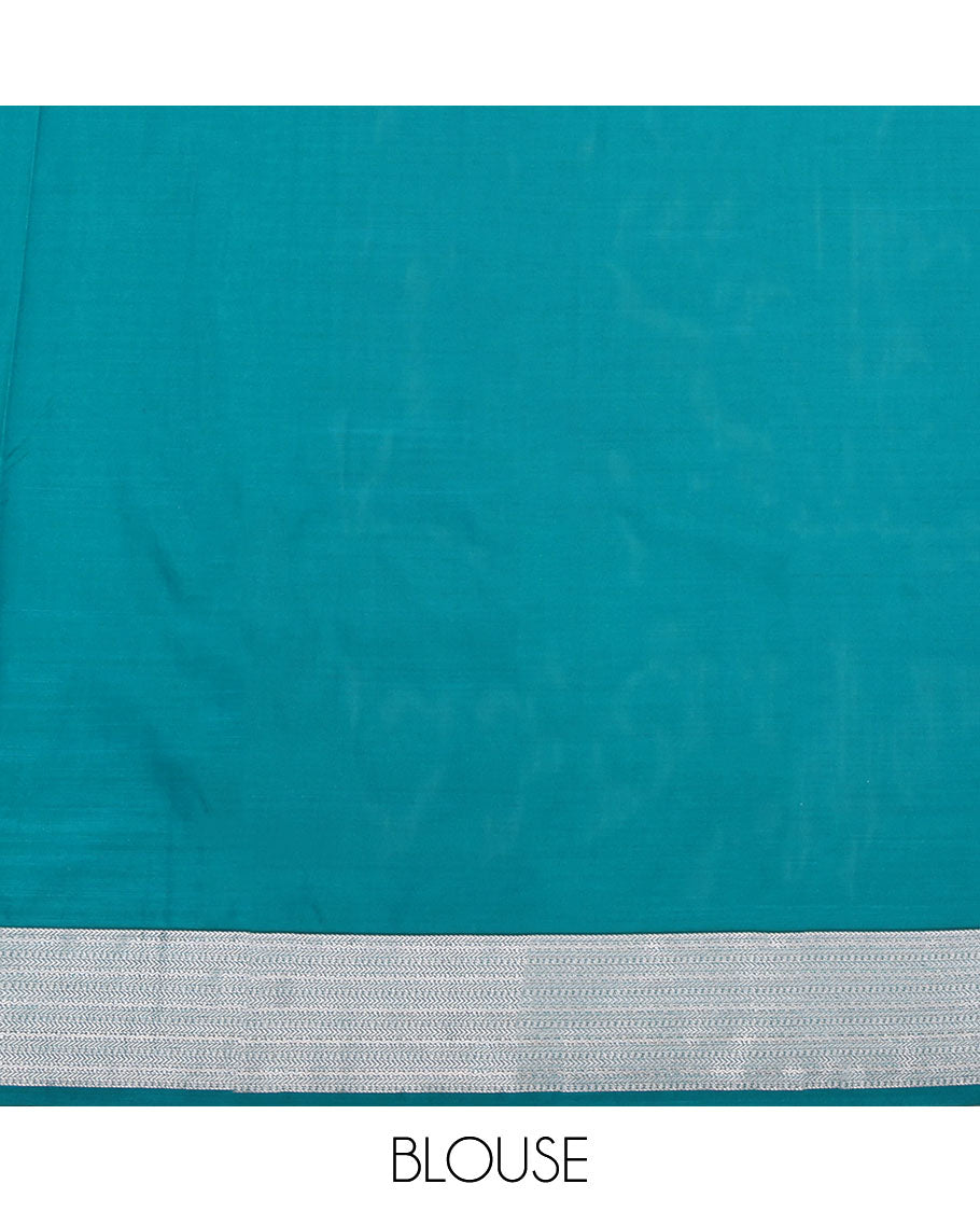 Blue Budget Silk Saree, Woven with Zari Stripes All Over Its Body, Highlighted by a Traditional Zari Design Border, Contrast Pallu of Intricate Designs, and Paired with a Contrast Blouse