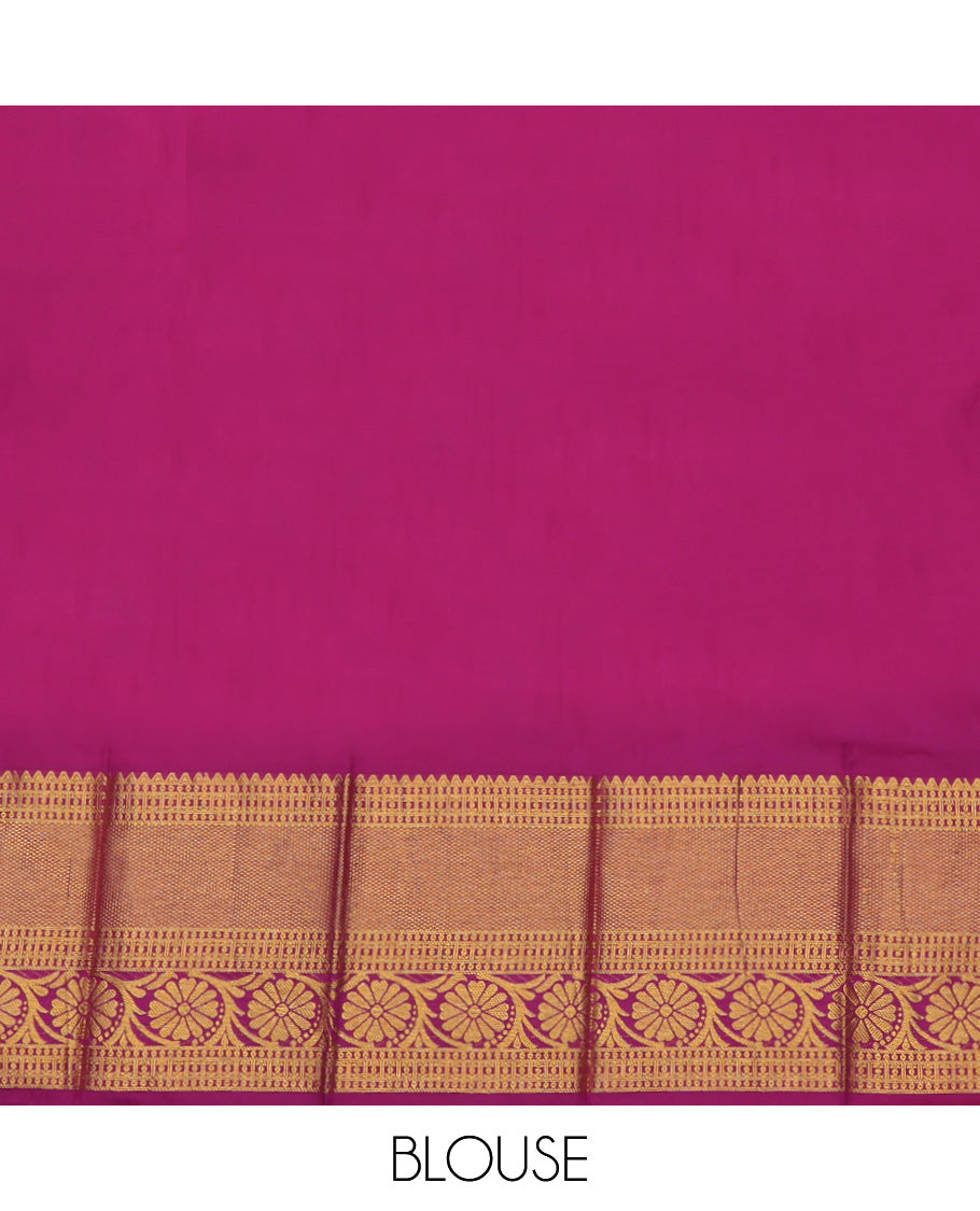 Sandal Budget Silk Saree, Elevated with Zari Buttas Enclosed Checks, a Contrast Traditional Zari Border, Grand Pallu, and a Contrast Blouse