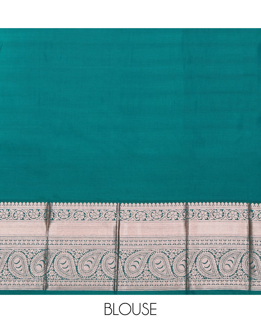 Purple Budget Silk Saree, Mesmerized with Zari Buttas, Complemented by a Contrast Traditional Zari Border, Pallu of Paisleys, and a Contrast Blouse