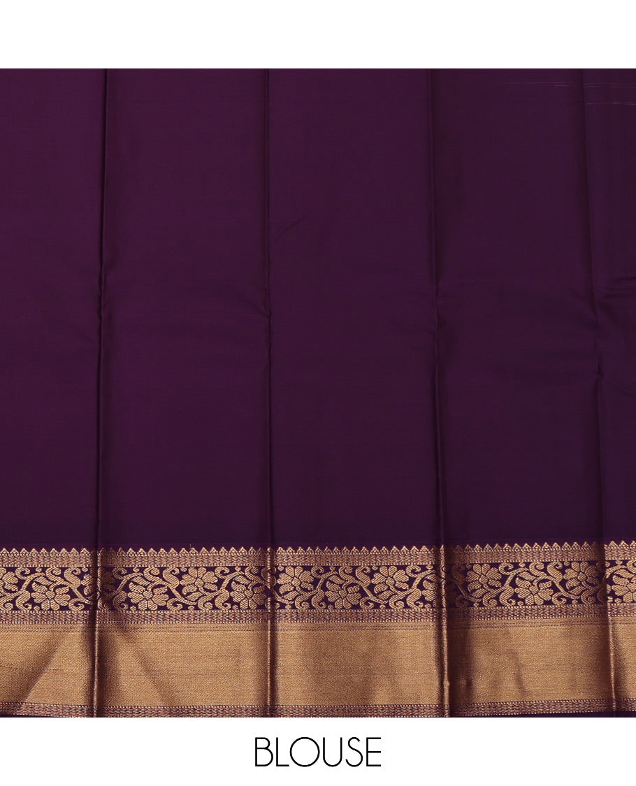 Sandal Budget Silk Saree, Sparsely Woven with Zari Buttas All Over Its Body, Complemented by a Contrast Traditional Zari Border, Grand Jaal Pallu, and Paired with a Contrast Blouse