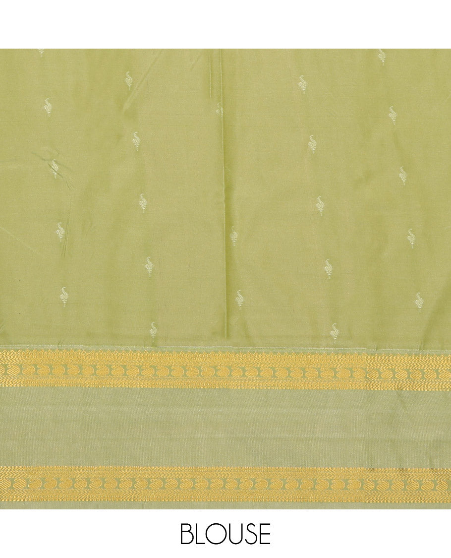 Purple Budget Silk Saree, Graced with Zari Buttas, Complemented by Contrast Traditional Rettai Pettu Border, Grand Pallu and a Contrast Blouse