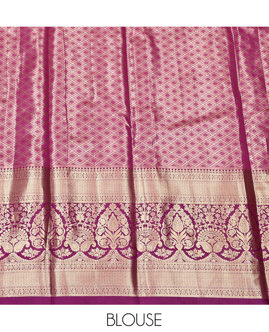 Blue Art Silk Material Half Saree, Majestically Detailed with Jacquard Skirt, a Contrast Meenakari Zari Border, Contrast Blouse, and an Intricate Dhavani