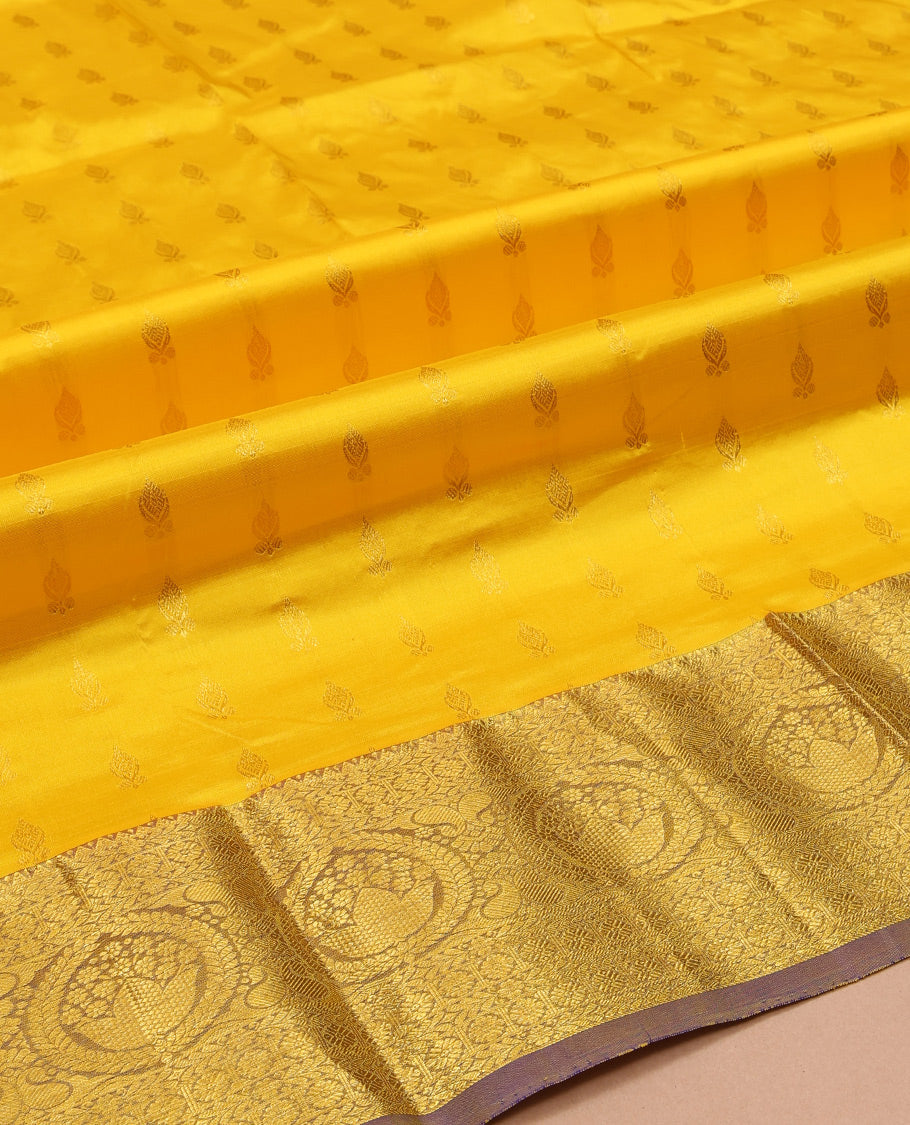 Yellow Pure Silk Navarathna Pavadai Material Set