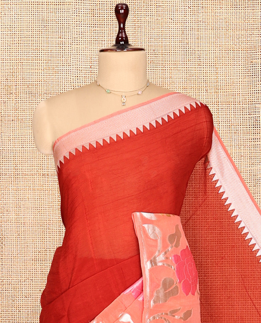 Maroon Plain Viscose Georgette Saree