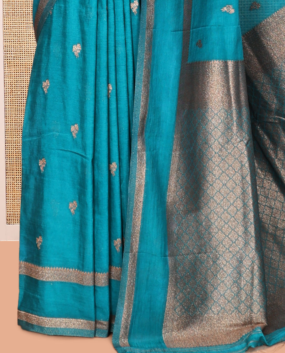Blue Fancy Crepe Saree