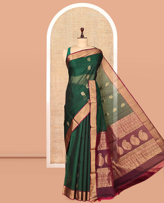 Green Zari Butta Silk Cotton Saree