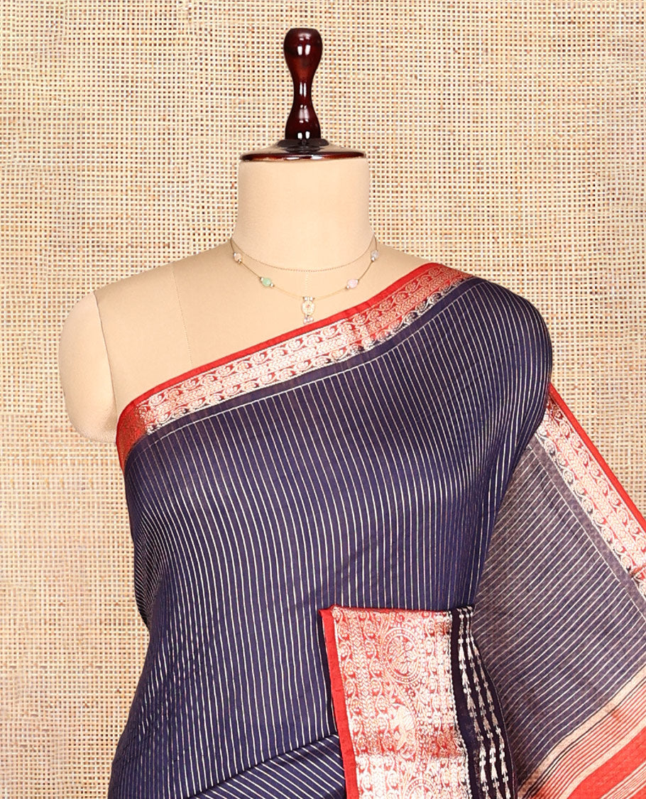 Navy Assam Silk Saree