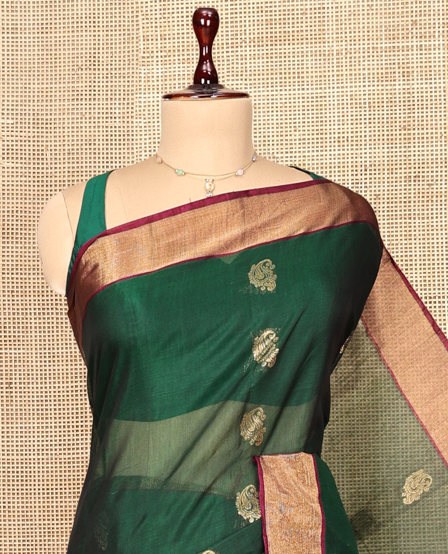 Green Zari Butta Silk Cotton Saree