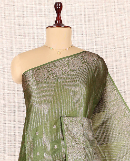 Green Tussar Silk Saree