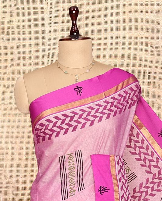 Pink Chirala Cotton Saree