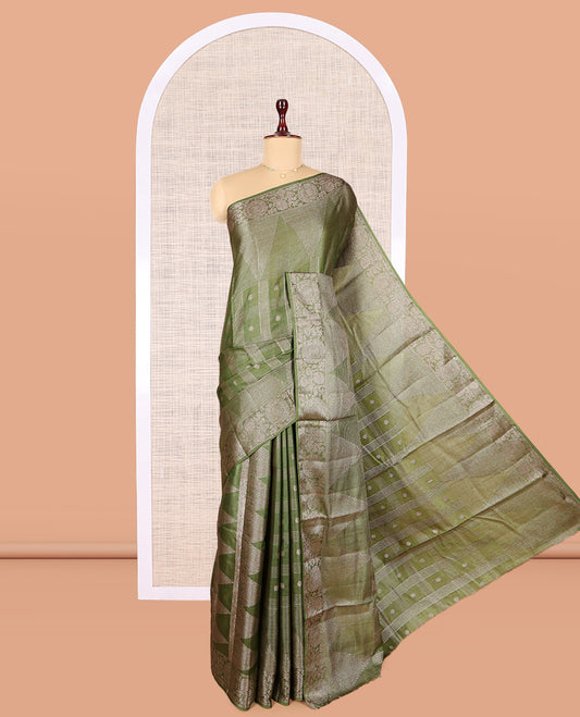 Green Tussar Silk Saree