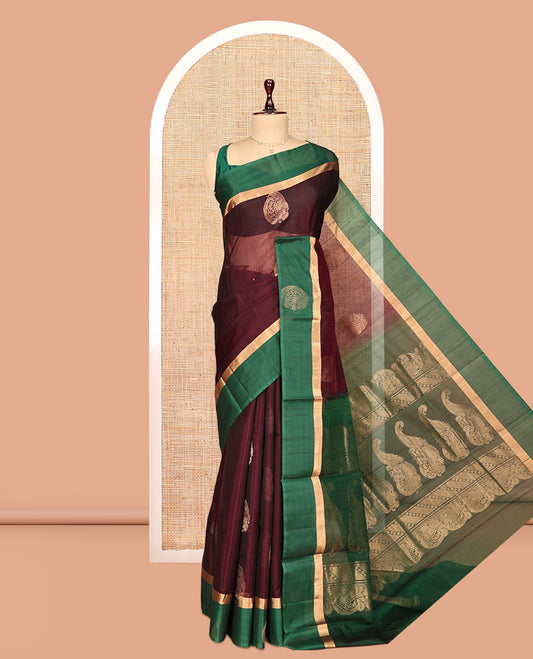 Maroon Silk Cotton Saree