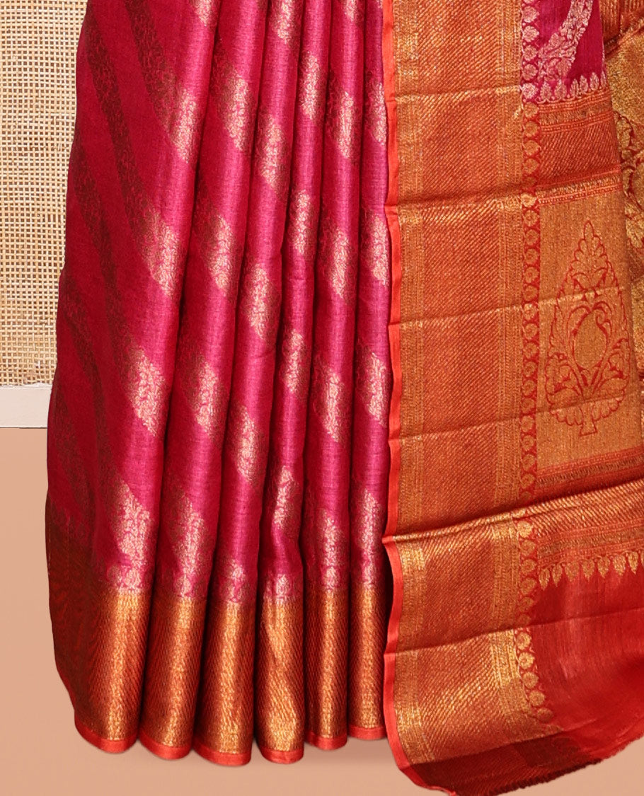 Red Fancy Tussar Saree
