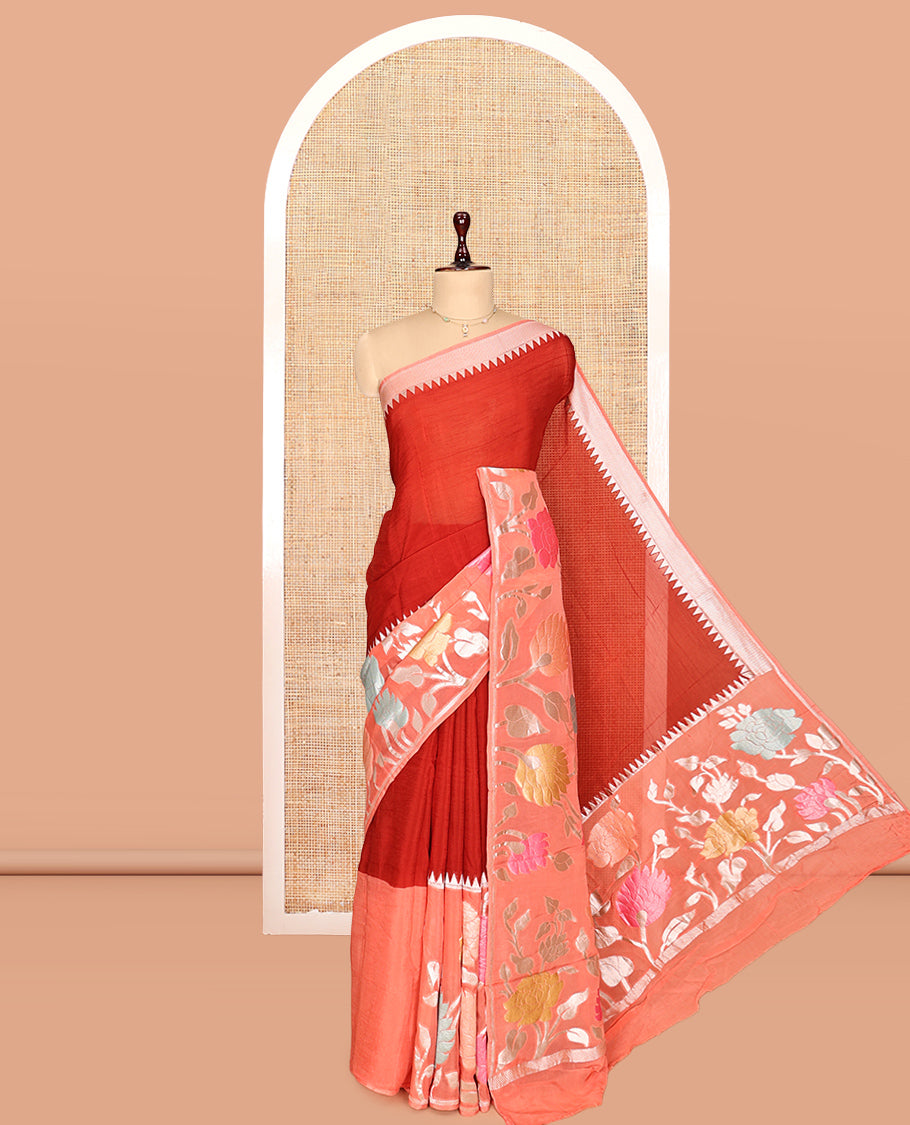 Maroon Plain Viscose Georgette Saree