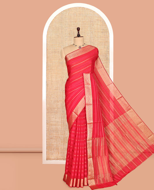Pink Semi Mysore Silk Saree