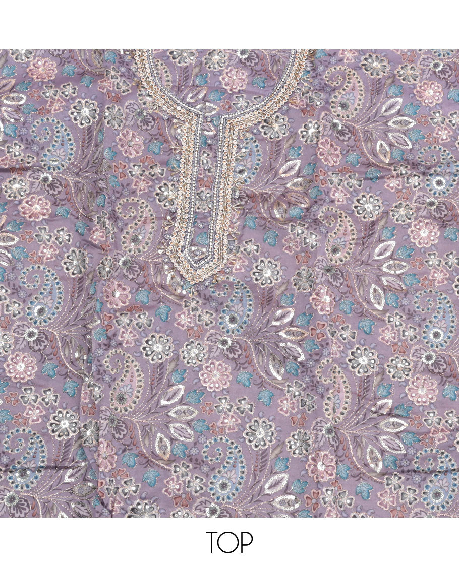Lavender Organza Material Chudidar Set