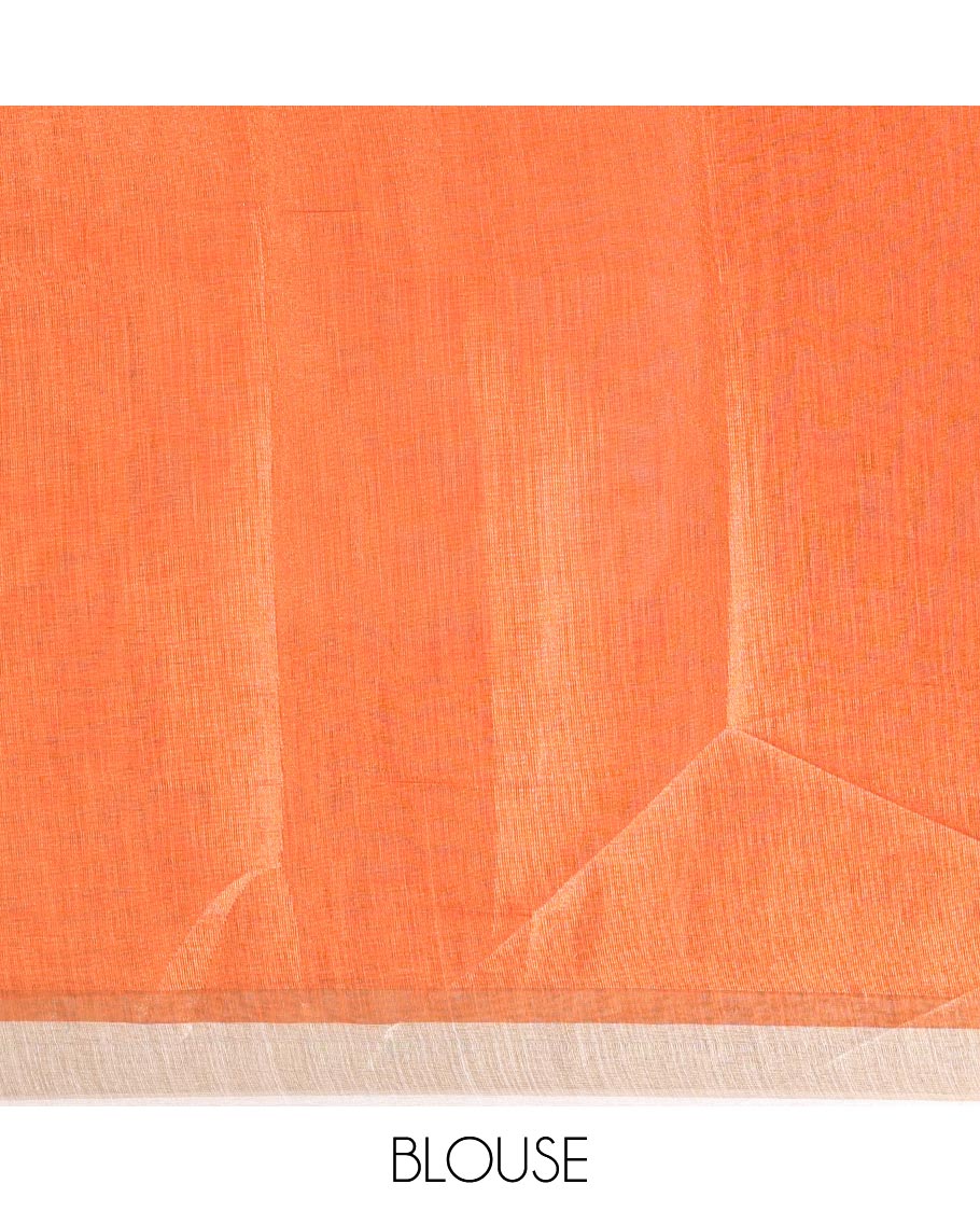 Cream Plain Tissue Saree Accentuated with Contrasting Kerala Mural Painting-Style Figurines Printed Border, Painting-Style Printed Pallu, and a Contrast Plain Blouse