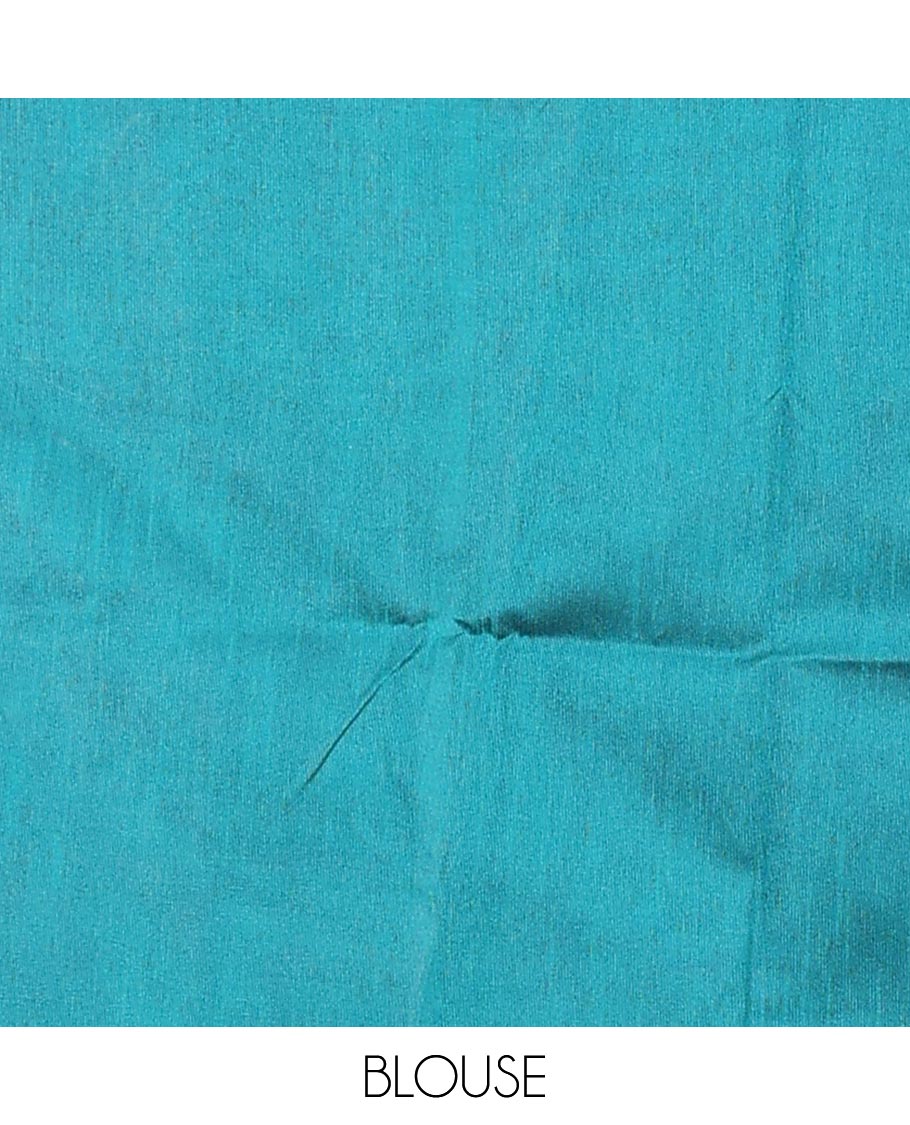 Rani Pink Semi-Dupion Saree Accentuated with Buttas All Over Its Body, Complemented by Subtle Self-Border, Contrast Pallu Featuring Sequin Stripes, and Paired with a Contrast Blouse