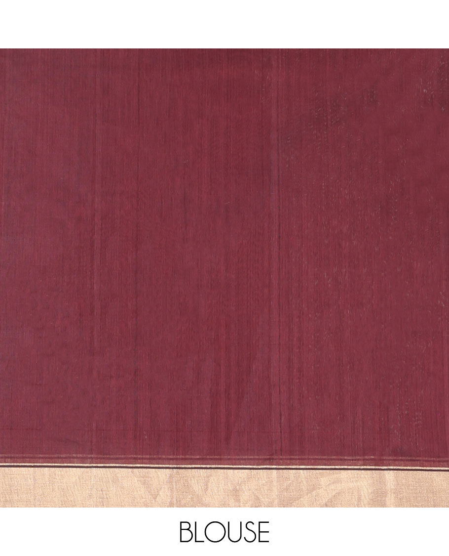 Maroon Chanderi Cotton Saree, Adorned with Heart Buttas All Over Its Body, Highlighted by a Self-Border, Pallu Steeped with Heart Motifs, and Paired with a Matching Blouse