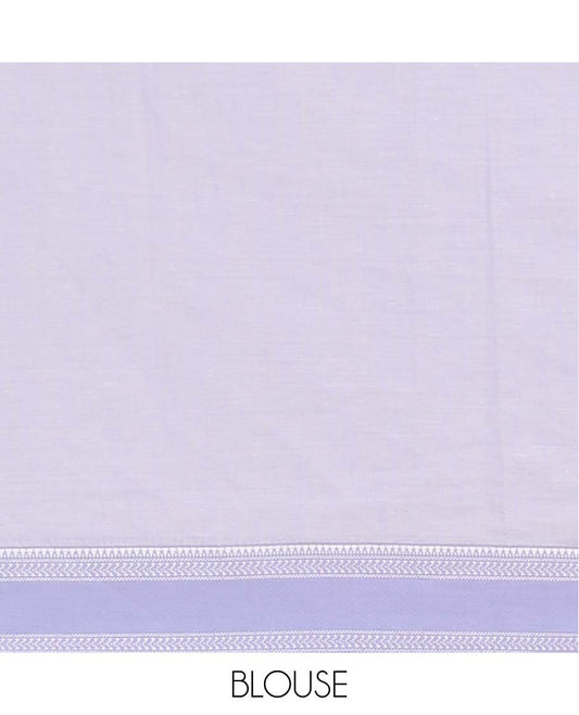 Lavender floral vine design chirala cotton saree with self zari border & striped pallu