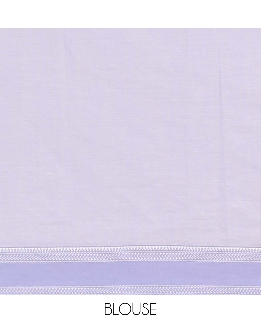 Lavender floral vine design chirala cotton saree with self zari border & striped pallu