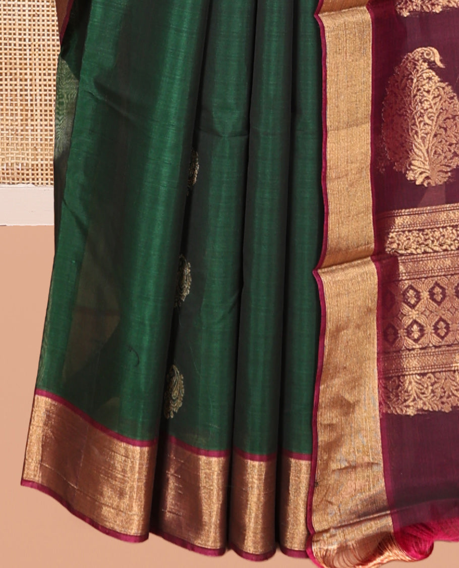 Green Zari Butta Silk Cotton Saree