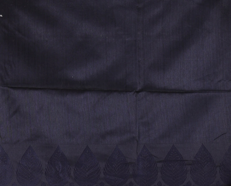 Grey plain jute cotton saree , contrast leaf thread butta border & lining seer pallu with tussels