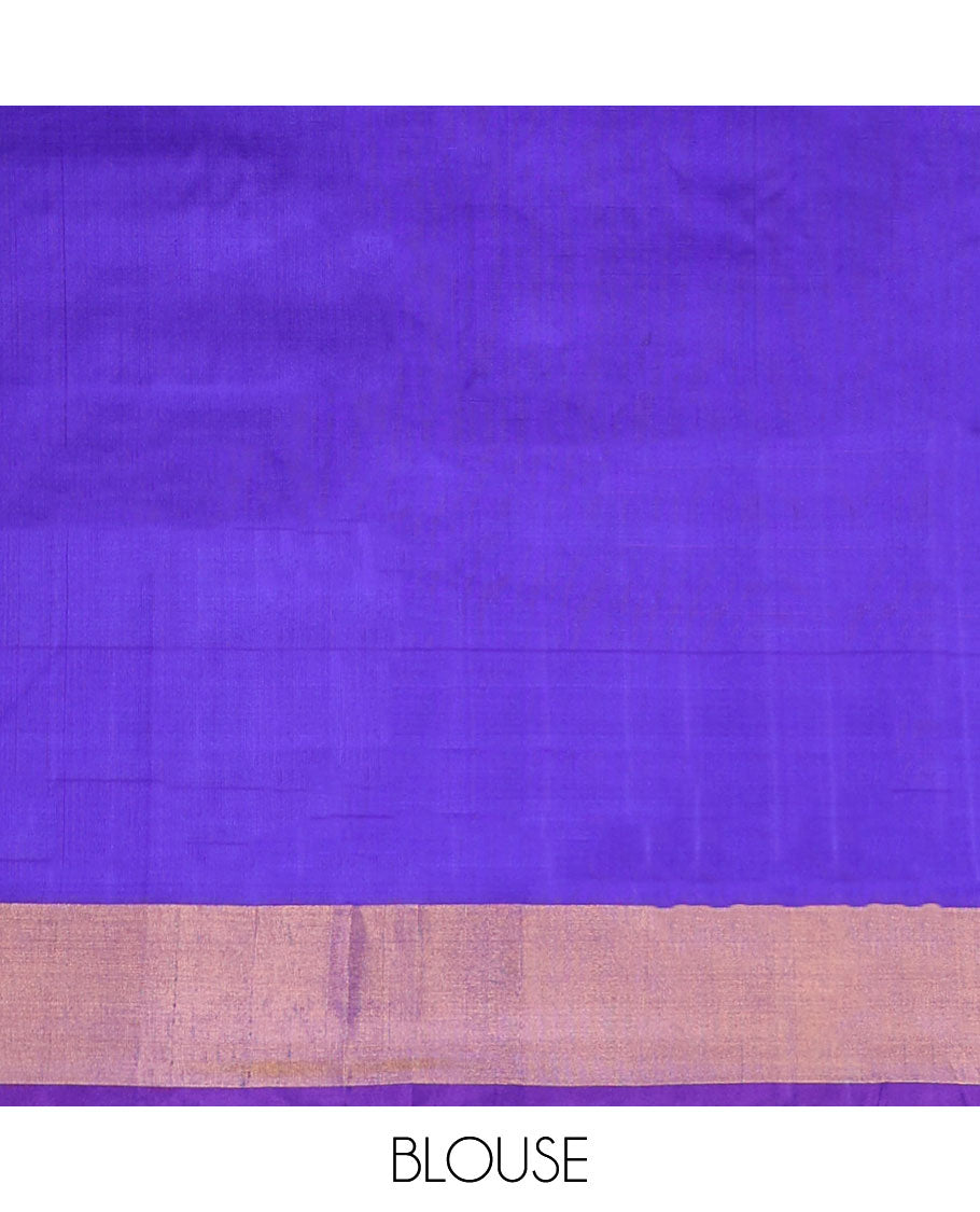 Organge floral buttas uppada silk saree with contrast plain border & floral , zari design pallu