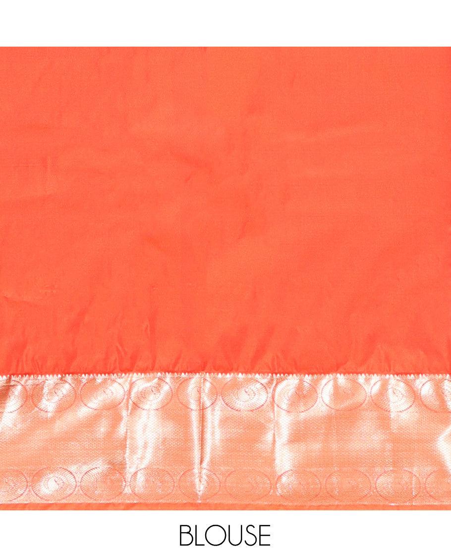 Green Budget Silk Saree, Adorned with Zari Buttas, Complemented by a Contrast Traditional Zari Border, Grand Jaal Pallu, and Contrast Blouse