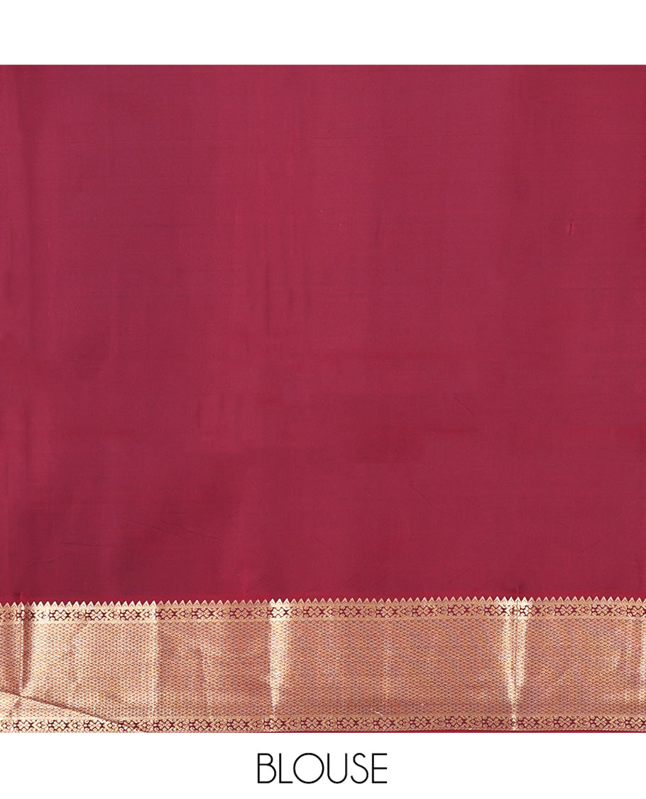 Pink Vasundhara Silk Saree, Adorned with Zari Buttas All Over Its Body, Complemented by a Contrast Border of Rekku, Iruthalai Pakshi, and Mayil Kann Designs, Grand Jaal-Patterned Pallu, and Paired with a Contrast Blouse
