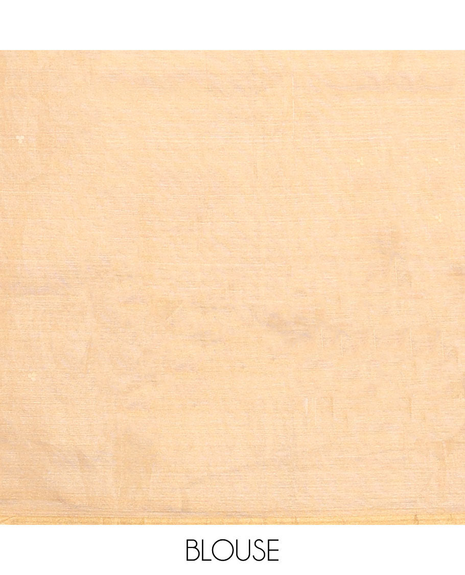 Borderless Sandal geometric design tissue saree with striped pallu