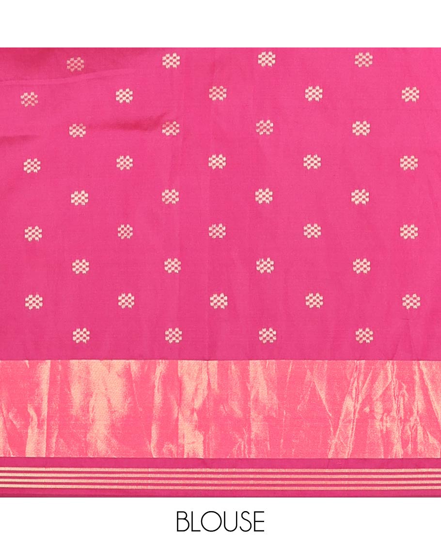 Peacock Green Intricate Motif Semi-Patan Patola Saree, Contrast Patola Tissue Border, and a Contrast Blouse