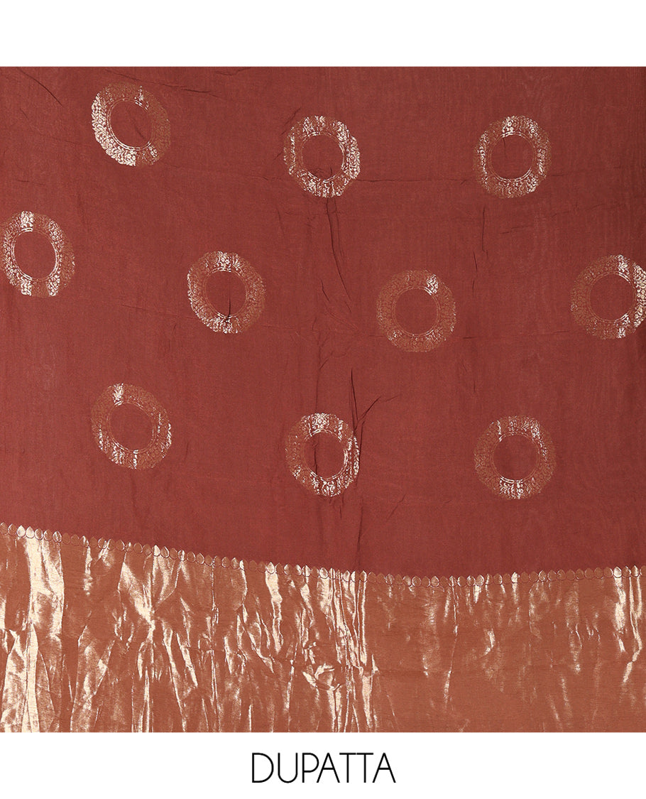 Brown Semi-Silk Material Chudidar Set