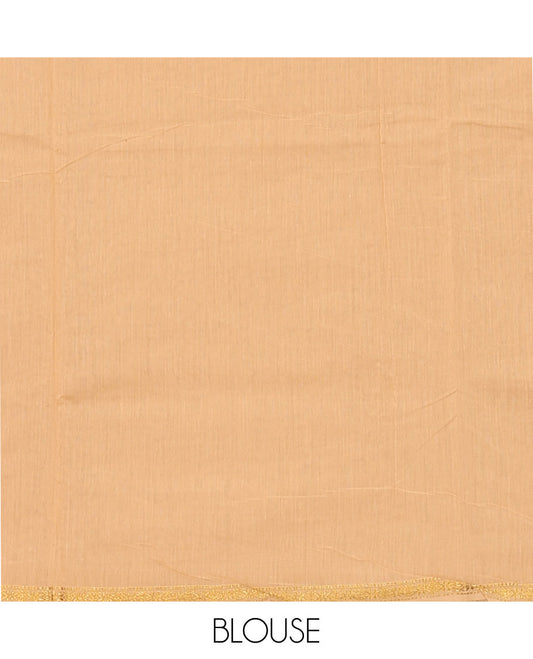 Pink Maheshwari Cotton Saree, Adorned with Flower Buttas All Over Its Body, Subtly Woven Piping Border, Captivating Contrast Pallu Steeped with Buttas, and Paired with a Contrast Blouse