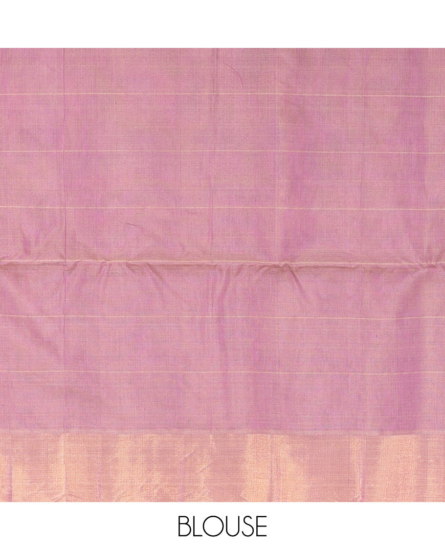 Purple Silk Cotton Saree, Subtly Sparkled With Butta Enclosed Checks On Its Body, Subtle Zari Border, Jaal Pallu and Paired with a Matching Blouse