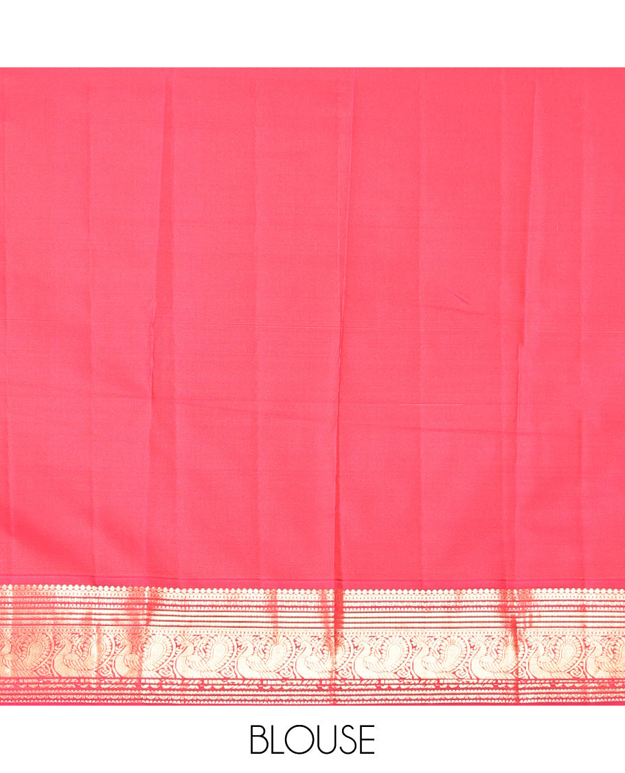 Green Vasundhara Lite Silk Mix Saree, Adorned with Mayil Buttas, a Contrast Border of Thilakam Mokku, Banaras, Kathir, and Mayil Designs, Jaal Pallu, and a Contrast Blouse