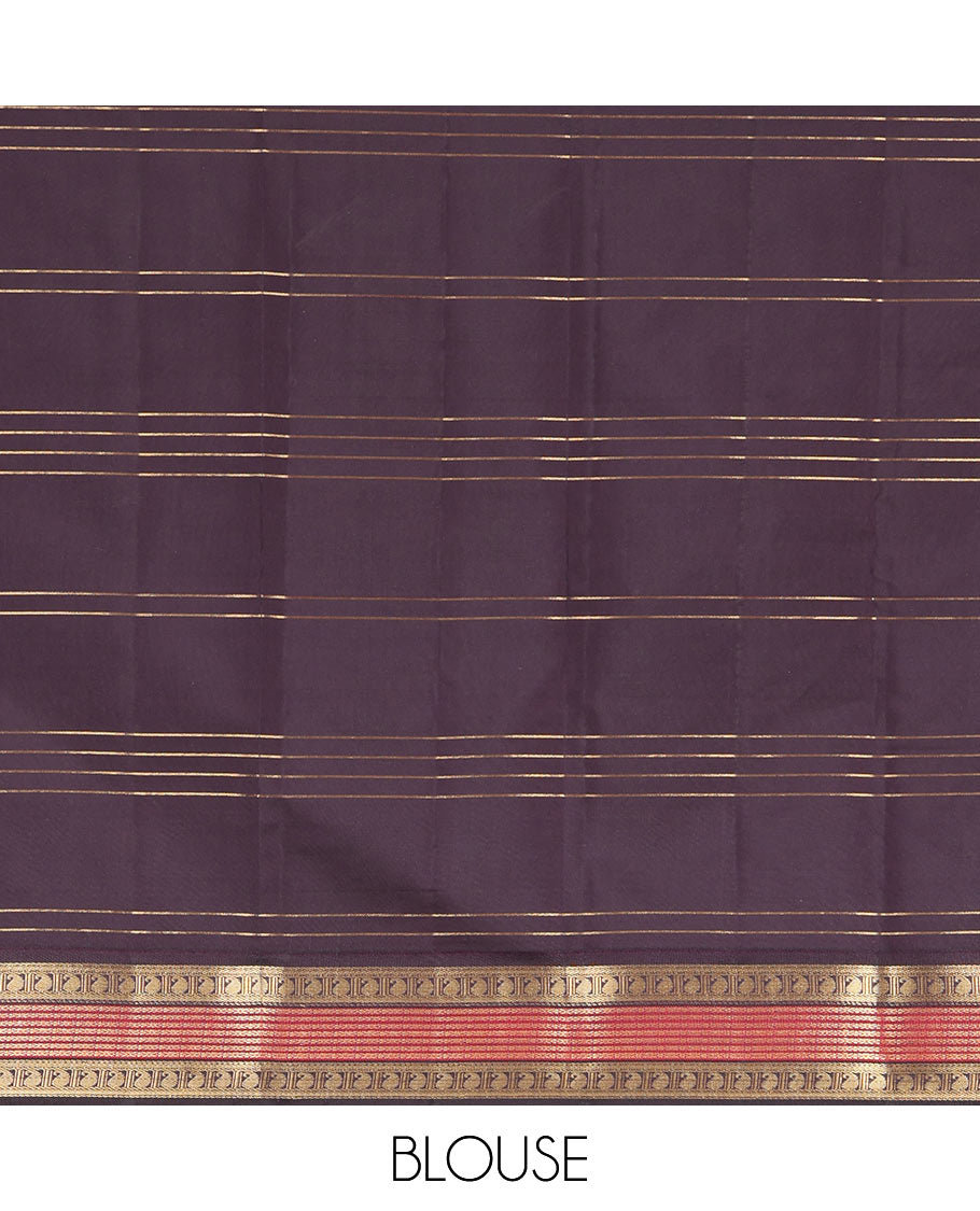 Green Vasundhara Lite Silk Mix Saree Features Butta Enclosed Checks, a Contrast Manga Design Border, Mayil-Chakram Pallu, and Contrast Blouse