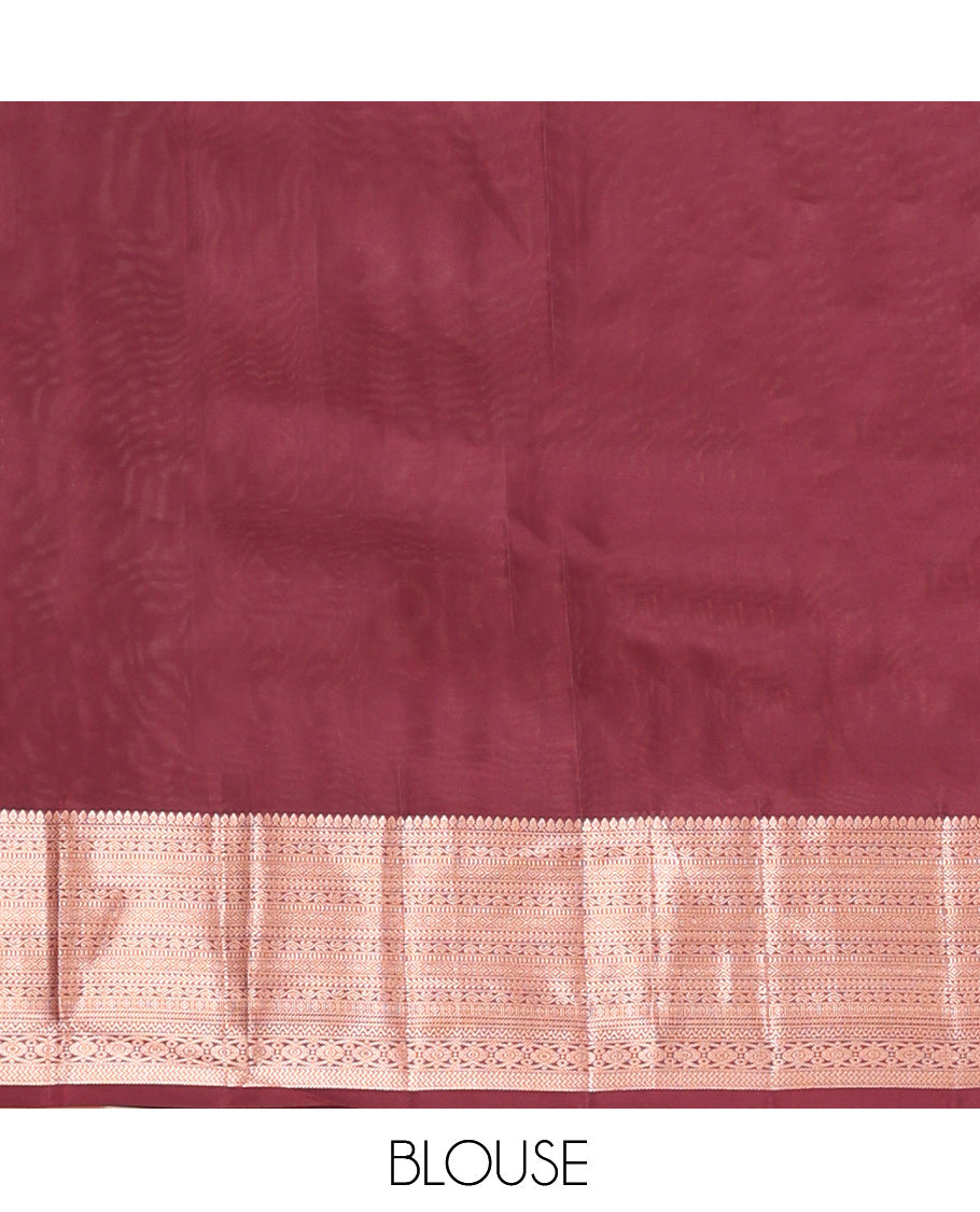 Maroon Checked Vasundhara Lite Silk Mix Saree, a Traditional Zari Border, Jaal Pallu, a Matching Blouse