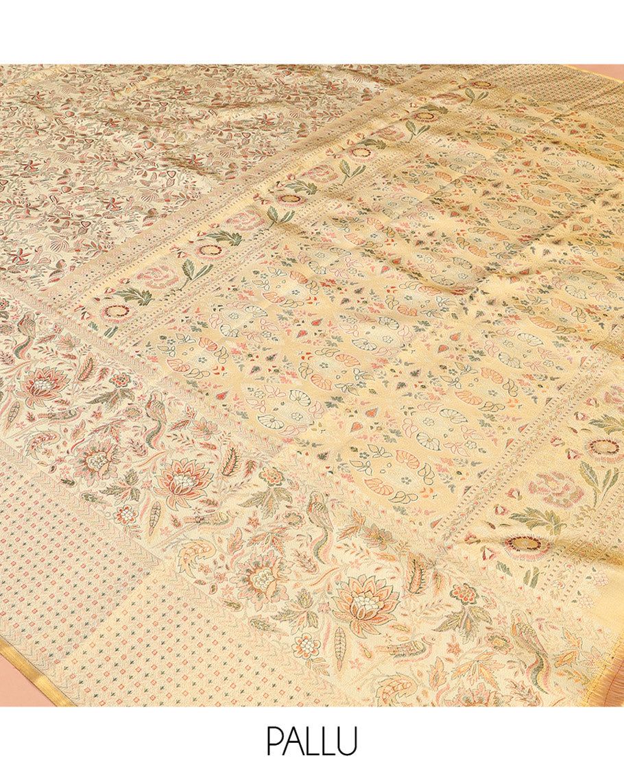 Cream Kanchipuram Tissue Silk Saree